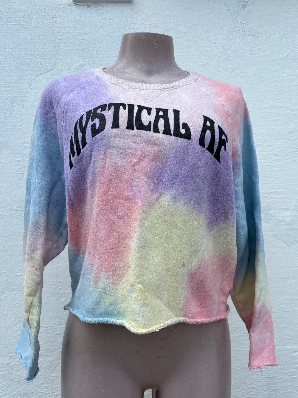 MOTHER Pastel Pink Crewneck Sweatshirt with Holographic Label